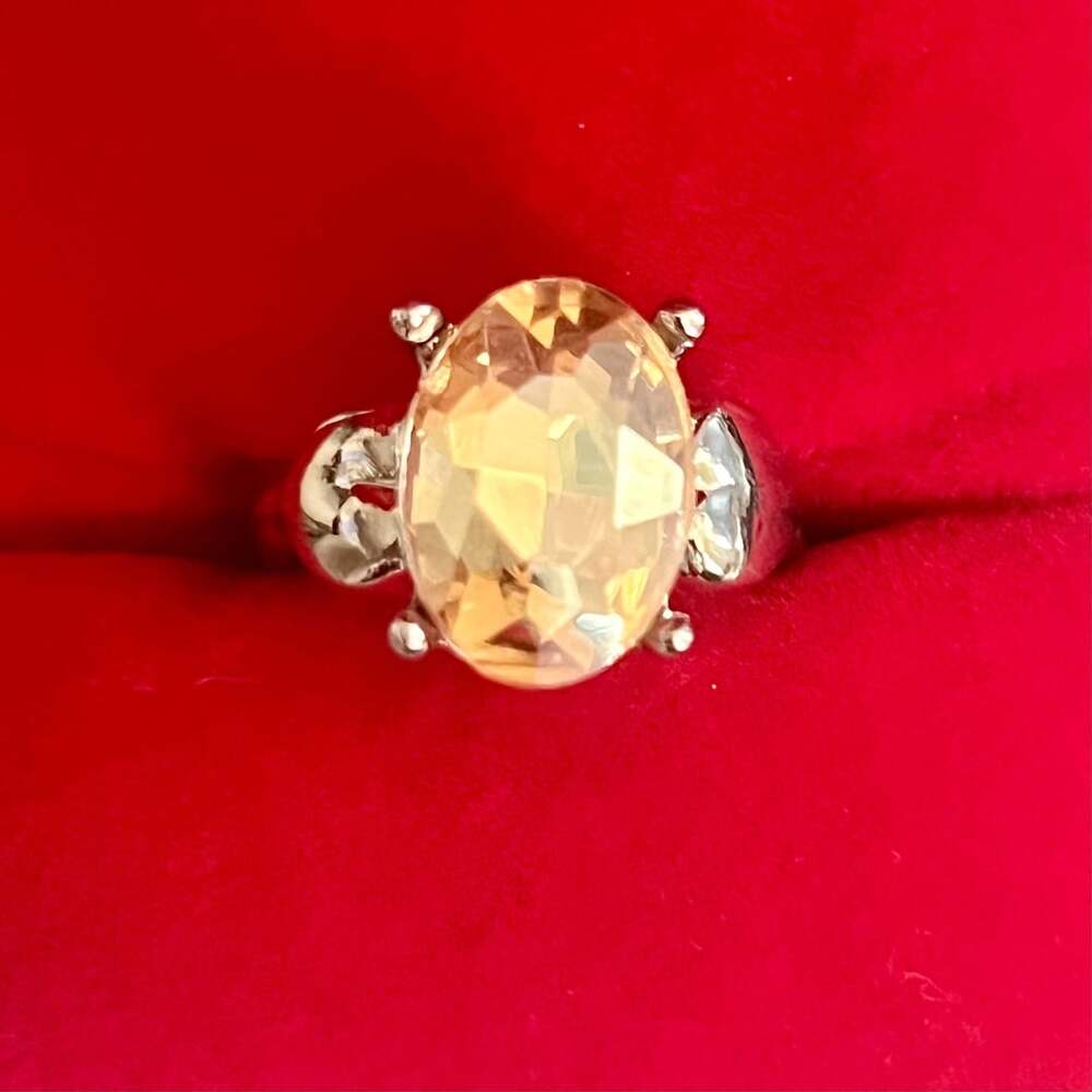 Novica Citrine Cocktail Ring Yellow Faceted Gemstone Ring Size 6